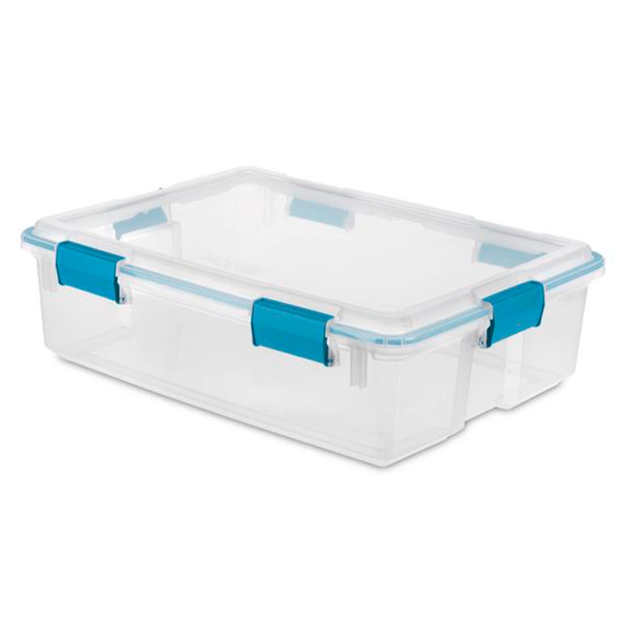 Sterilite 37 Qt Gasket Box, Stackable Storage Bin With Latching Lid And Tight Seal, Plastic Container To Organize Basement, Clea